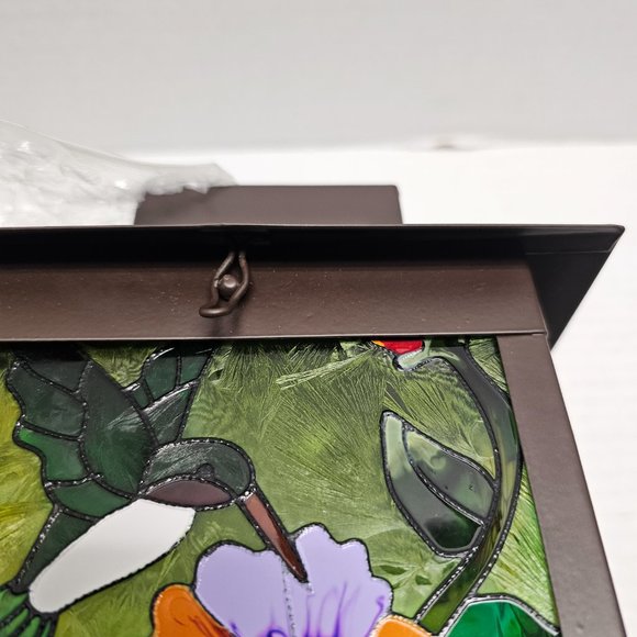 New Pagoda Zen Stained Floral Glass Solar Powered Garden Humming Bird Lantern - Picture 10 of 16